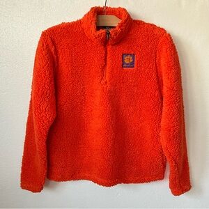 NEW Knights Apparel Womens M Clemson Tigers Quarter Zip Pullover Teddy Orange